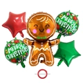 Set di palloncini pan di zenzero con stelle di Natale e nastro rosso decorativo - Omino di Pan di Zenzero e Palloncini a Stella