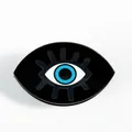 Modische schwarze Acryl-Haarklammer mit Evil Eye Motiv und blau-weißem Harz-Finish - D4-3-2 (Klassisches blaues weißes Auge)