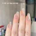 Ice tea ceramic cat eye nail polish Y-22 with a glossy amber gemstone effect finish - Ice Tea Ceramic Cat Eye