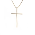 Detailed macro view of gold cross pendant with colorful zircon stones and box chain - A0237 Cross