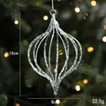 Ornamento natalizio a forma di cipolla argento scintillante appeso a un albero - Decorazione a Goccia Argento