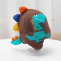 Brown knitted baby hat with cute dinosaur cartoon pattern and 3D colorful spikes - Dinosaur Tail Single Hat - Coffee
