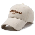 Cappellino da baseball beige in cotone con ricamo Alabama 1895 marrone e visiera - Beige chiaro