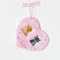Llavero de portafotos rosa con forma de corazón, fotos de mascotas y cadena de metal - 13*11cm / Rosa