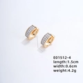 U-shaped heart gold earrings with pavé set white cubic zirconia for women - Double Row 7 Stones-Gold White Zircon