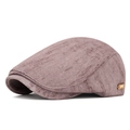 Gorra retro británica en tela texturizada malva empolvado con etiqueta lateral - Rojo Gris