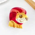 Cute lion acrylic hair clip in red and yellow with marble texture for girls - Lion