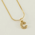 Collar de acero inoxidable dorado con colgante de letra C y cristales brillantes mujer - Letra C Dorada (Con Cadena)
