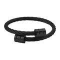 Minimalistische zwarte gedraaide roestvrijstalen armband met cilindrische uiteinden en polijst - Zwart