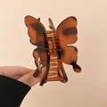 Vintage amber butterfly hair claw clip made of translucent acrylic for elegant styling - Red-Brown Butterfly Claw Clip