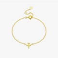 Elegante bracciale con aereo in argento sterling S925 placcato oro e catena regolabile - Bracciale in Oro 18K