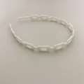 Close-up of a white acetate headband featuring a hollow chain-link design and matte finish - White