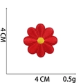 Detail of red flower embroidery patch with yellow center, size 4x4cm, 0.5g weight - No.27 Red Small Flower