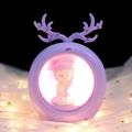 Purple dream deer light with a cute sleeping girl figure for bedside decoration - Night Light / Purple Star Light