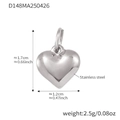 Handmade stainless steel heart pendant charm in silver finish with size dimensions - Steel Heart Pendant