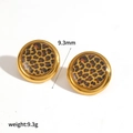 Chic 18K gold stainless steel leopard print round earrings with 9.3mm diameter dimensions - Round Gold Frame Leopard Studs(TE60628)