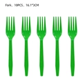 Set of five green plastic forks for soccer parties, measuring 16.1x3cm for 10pcs pack - Dark Green Forks