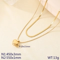 Collana a doppio strato in acciaio inossidabile dorato con catena a serpente e cuore - Oro