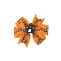 Halloween haarstrik in oranje met zwarte spinnen en spookhuis decoratie kind - 18# Oranje Spookhuis