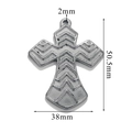 Dimensiones detalladas del colgante de cruz vintage con medidas de 50,5 mm por 38 mm - Cruz Geométrica Grande