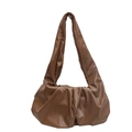 Retro dark brown pleated underarm bag in premium PU leather for autumn commuting - Brown