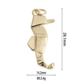 Detailed view of seahorse pendant showing height 28.1mm and width 14.2mm dimensions - Golden Seahorse