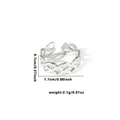 Adjustable silver fishtail ring with woven hollow design and 0.7cm width detail - TYR0424 / Silver Hollow Lines