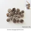 Champagne gold pine cones with glitter coating in a 149g pack for Christmas decor - Champagne Gold Pine Cone / 149g/Pack / Champagne Gold