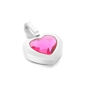 Silver-toned heart pendant featuring a large faceted pink crystal gemstone with a polished bale - Pink Gemstone Silver Base (KP100793-K)