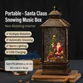 Lanterna di Natale in bronzo con Babbo Natale, carillon USB con neve, misura 35x14,5x8cm - Stile Babbo Natale