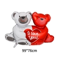 Hugging bears foil balloon with red heart and I Love You text for Valentine's Day decor - Hug Bear