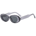Occhiali da sole ovali vintage con montatura grigia trasparente e lenti scure - Grigio Trasparente C2