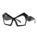 Occhiali moderni cat-eye poligonali neri con lenti anti-luce blu trasparenti da donna - Nero