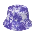 Fashionable purple tie-dye cotton fisherman hat for outdoor sun protection and casual wear - 58cm / Purple