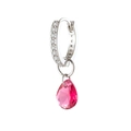 Zilveren druppeloorbellen met roze zirkoon en pavé kristallen op een witte achtergrond - Enkel Stuk (A565-4) / Rood