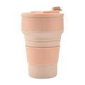 Collapsible silicone travel cup in pink-orange with heat sleeve and secure lid - 350ml / Lotus Pink