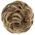 Brown and blonde highlighted messy bun hair piece with natural wavy curls and soft texture - Bernstein Mult