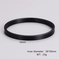 Detail view of 6mm black brushed metal bangle showing 58x50mm inner diameter dimensions - Women's Style (6mm Width) / Black