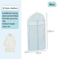 Blue houndstooth breathable garment dust cover, medium size 108x58x9cm for coat storage - 3D Style / Medium / Blue