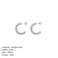 Orecchini a cerchio ritorti minimalisti da 20 mm in argento e acciaio inossidabile - 20mm / Argento