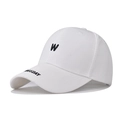 Detail of 3D embroidered letter W and Wednesday logo on white cotton baseball cap - Adjustable / White