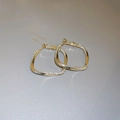 Macro shot of gold geometric earrings with twisted diamond inlay design for women - Gold (Silver Needle)