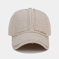 Détails des bords usés et du coton lavé de la casquette de baseball style vintage - Réglable / Beige