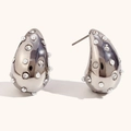 Silver drop earrings with white pearls and sparkling zircons in a pear-shaped design - Silver Pearl White Zirconia (F801)