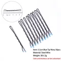 50pcs black wavy steel hair pins 5.5cm with blue protective tips for secure hair styling - 5.5cm Wavy-Bag Pack (50pcs) / Blue-Tipped