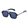 Retro square frame sunglasses for men with double bridge and matte black metal temples - Polarized Matte Black Gray Lens