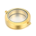Relicario de acero inoxidable dorado con paneles de vidrio para collares de bricolaje - Dorado (KLJ4404-Z)
