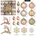 Detailed overview of 45-piece Christmas set with reindeer and snowflake ornaments - New MJBK08 Rose Gold Champagne Gold