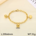 Minimalist 18K gold stainless steel bracelet with 12mm polished beads and lobster clasp - Gold (3 Beads 12mm) / 20cm