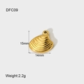 Macro detail of 14K gold plated scallop pendant with 15mm by 14mm size specifications - DFN09 Small Shell